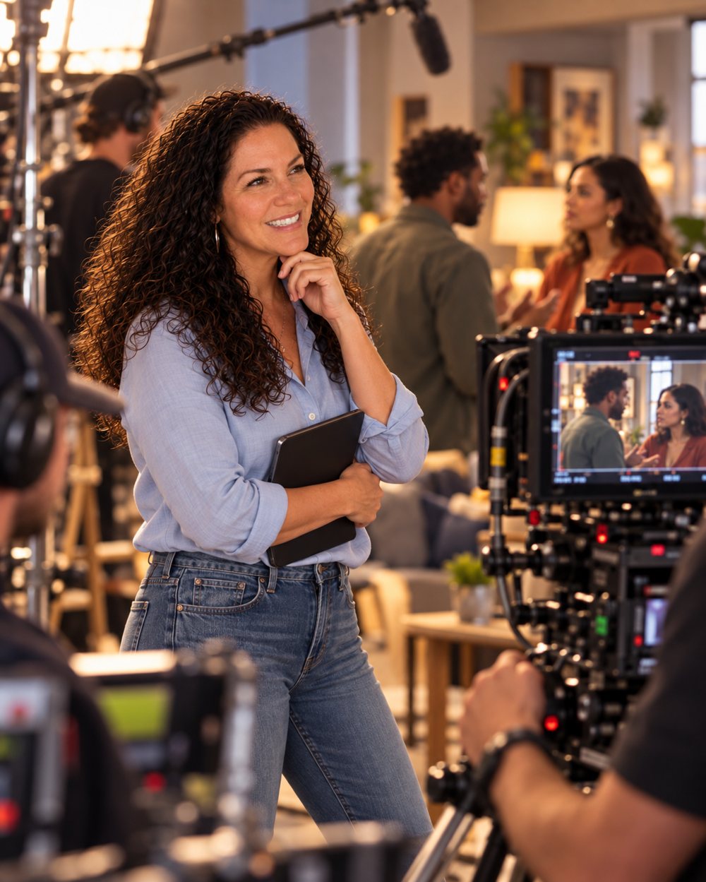 Watching a scene play out beside the camera monitor